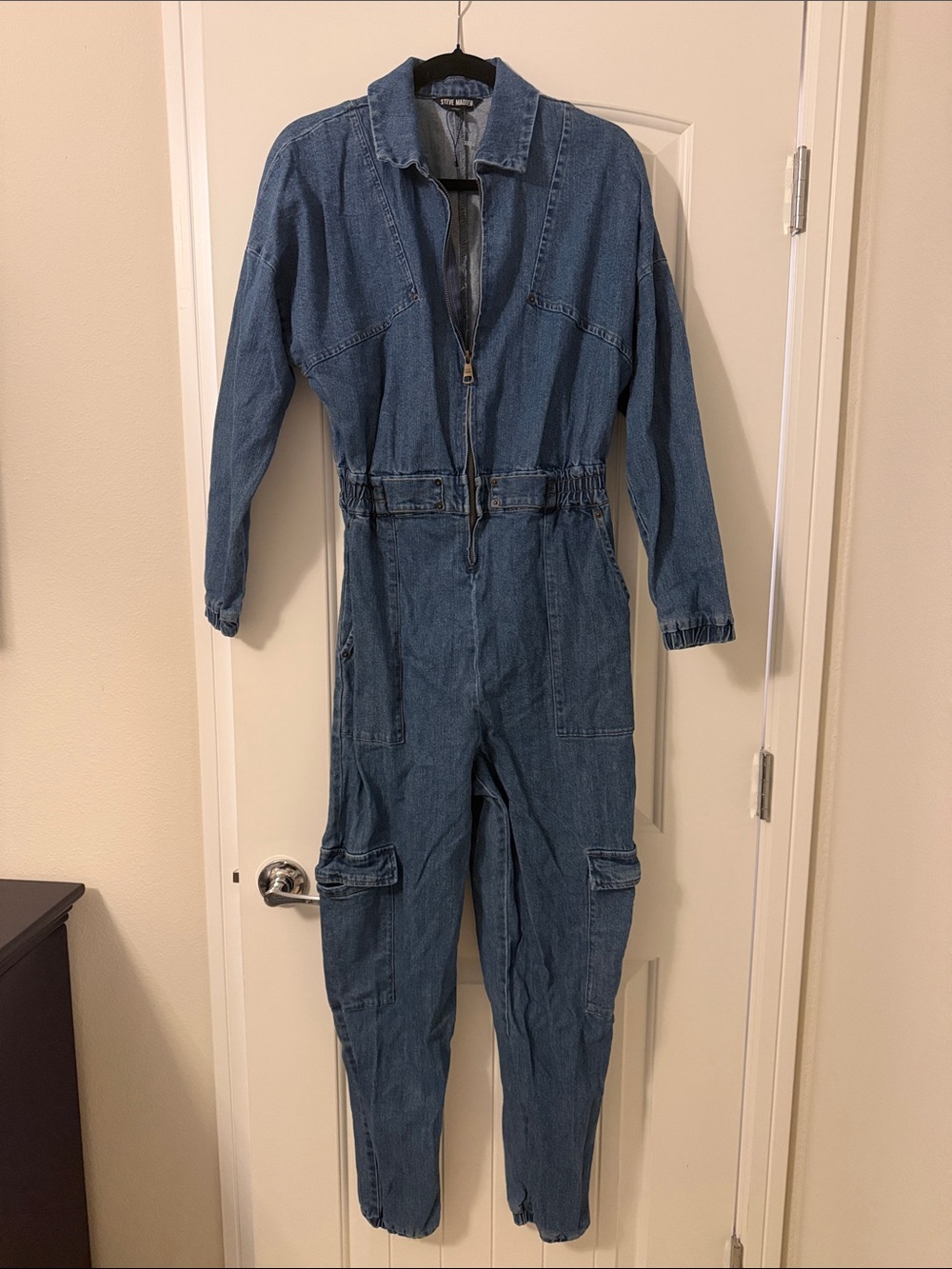 Steve Madden Women's Denim Utility Jumpsuit - Blue